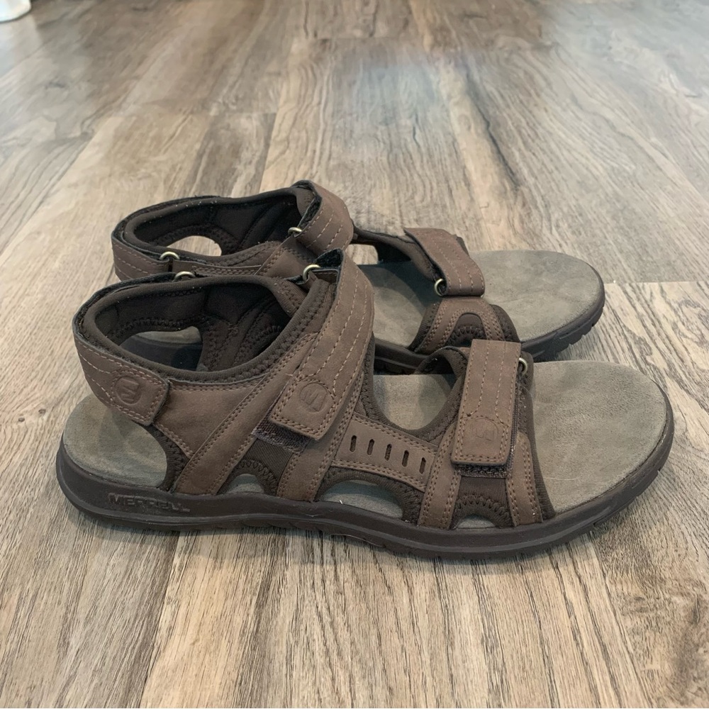 Merrell Sandspur Lee Sandal Dark Earth Brown Mens 9  Adjustable Comfortable